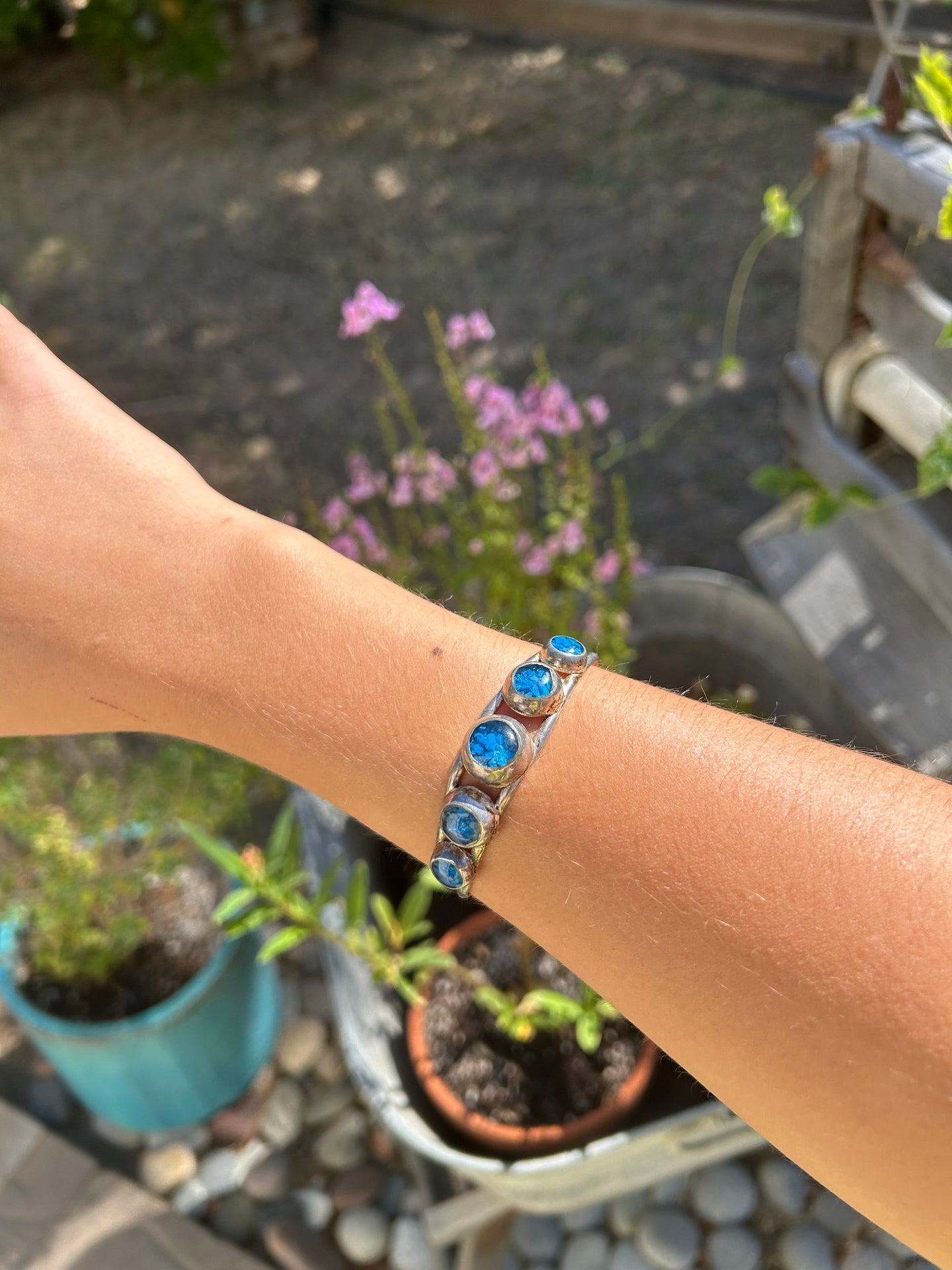 Resin covered stone cuff