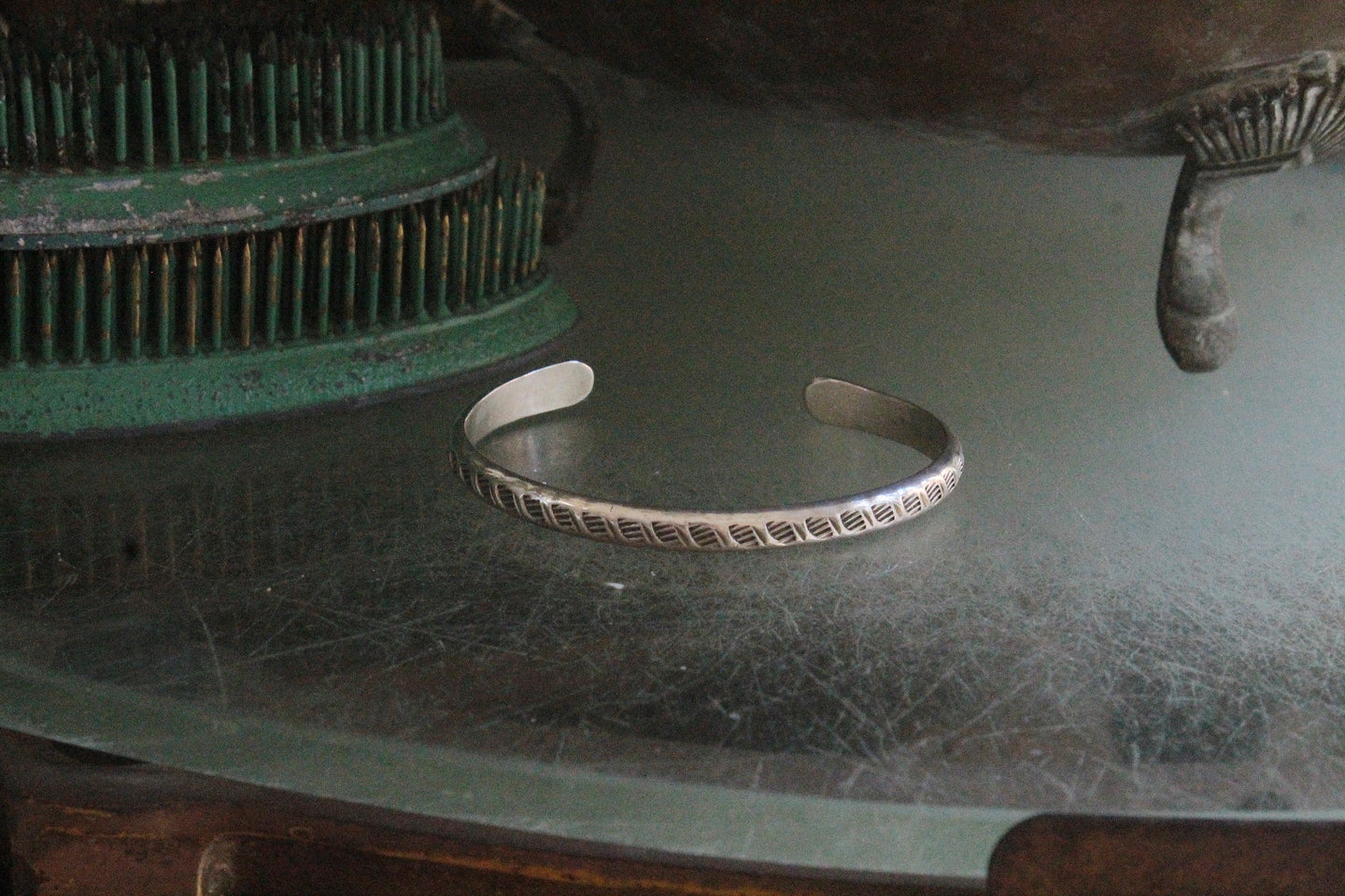 Sterling cuff with stamped detail