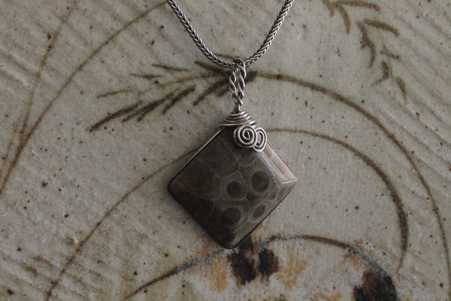 Petoskey stone pendant