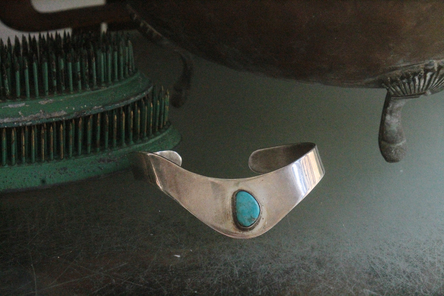 Vintage sterling silver turquoise cuff